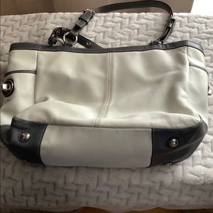 Coach white and grey leather purse